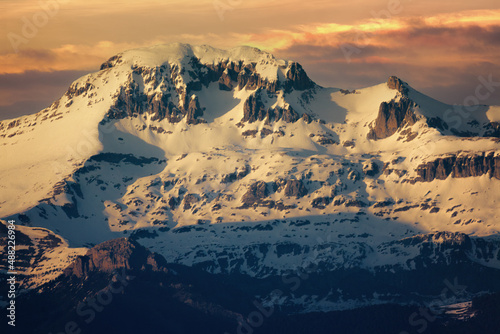 Bisaurin peak and Fetas peak next to it, in the Pyrenees of Hues photo