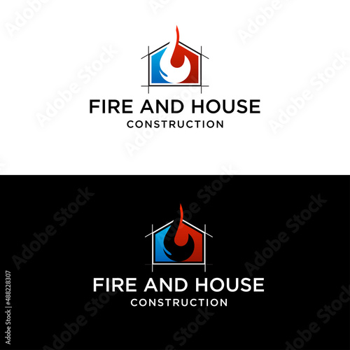 FIRE AND HOUSE CONSTRUCTION LOGO DESIGN