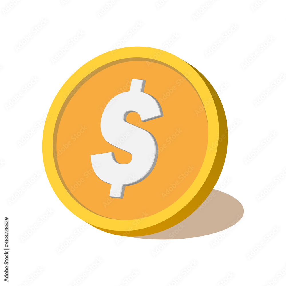 Dollar Coin symbol 3D Vector Illustration Dollar Coin symbol 3D Vector Illustration