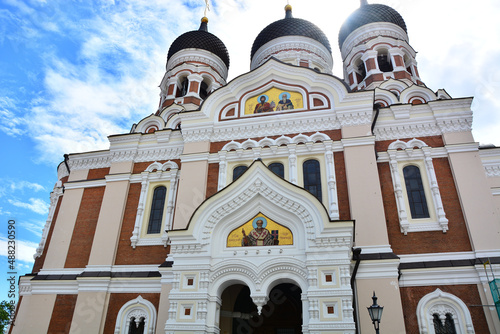 St Alexander Nevsky Cathedral on Toompea Hill, Russian Orthodox onion domed church in Tallinn, capital of Estonia