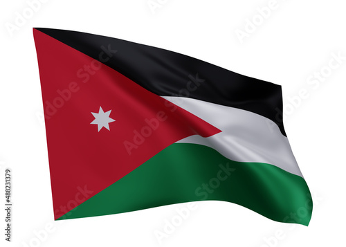 Free Download 3d flag of Jordan isolated against white background. 3d rendering. - GFXLoad