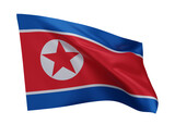 3d flag of North Korea isolated against white background. 3d rendering.