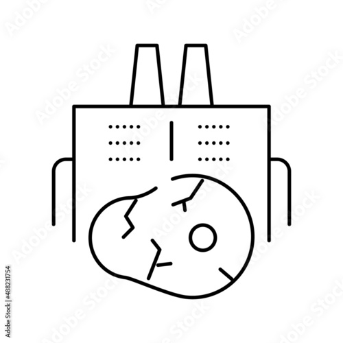 meat factory building line icon vector illustration