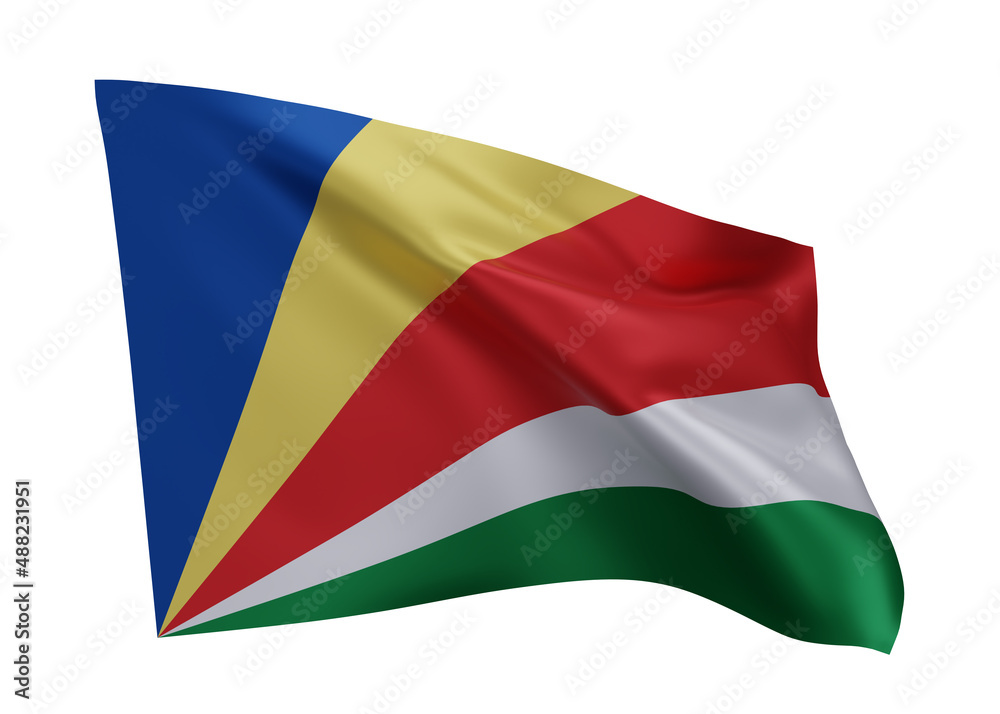 Fototapeta premium 3d flag of Seychelles isolated against white background. 3d rendering.
