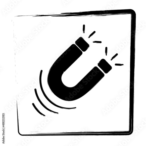 magnet, strokes in a frame, vector illustration.