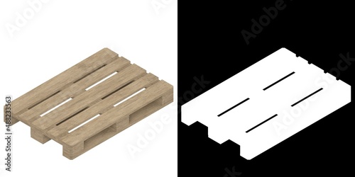 3D rendering illustration of a wooden euro pallet skid photo