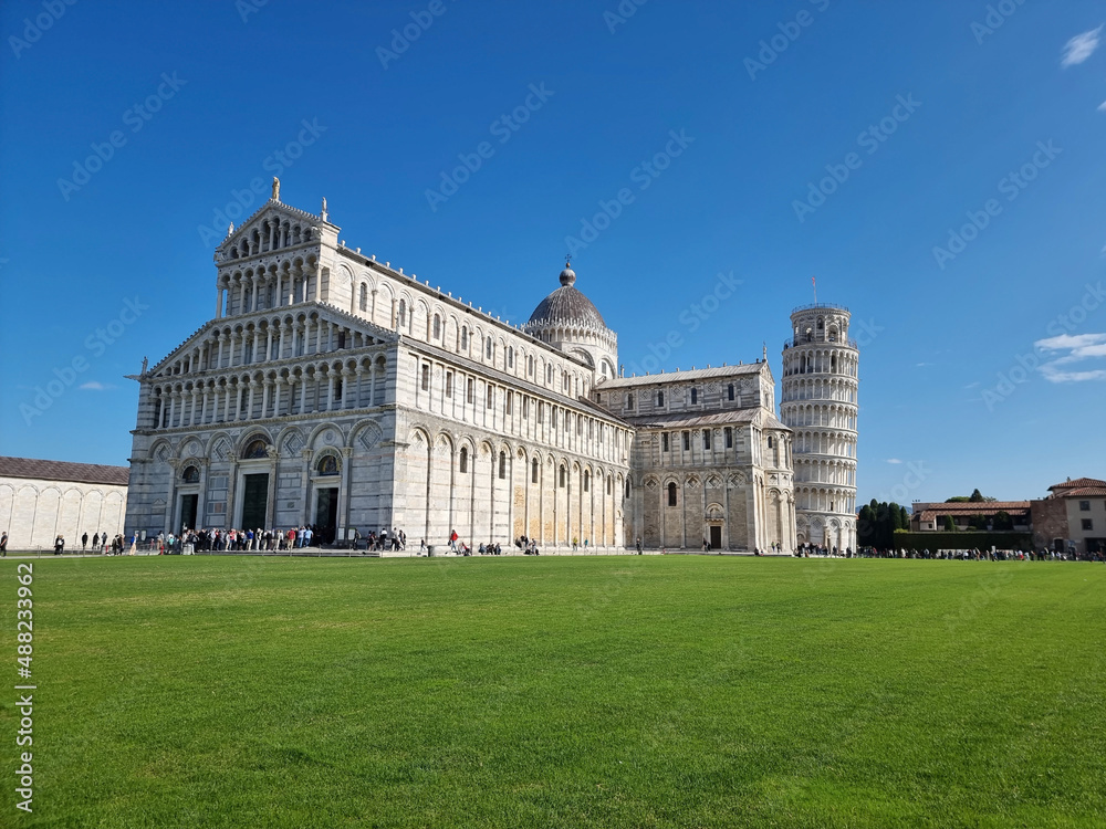 Famous leaning tower of Pisa in Tuscany, Italy, world known travel destination