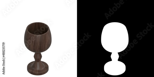 3D rendering illustration of a wooden goblet