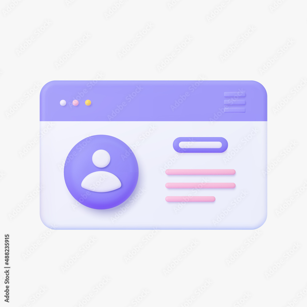ID card 3d vector icon. Isolated on white. ID card 3d vector icon. Isolated on white.