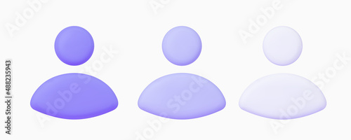 User 3d vector icons set. Isolated on white. 
