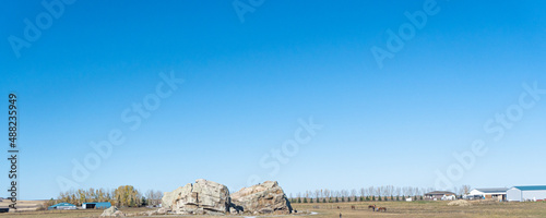 Okotoks Erratic big rock formation in Alberta Canada photo