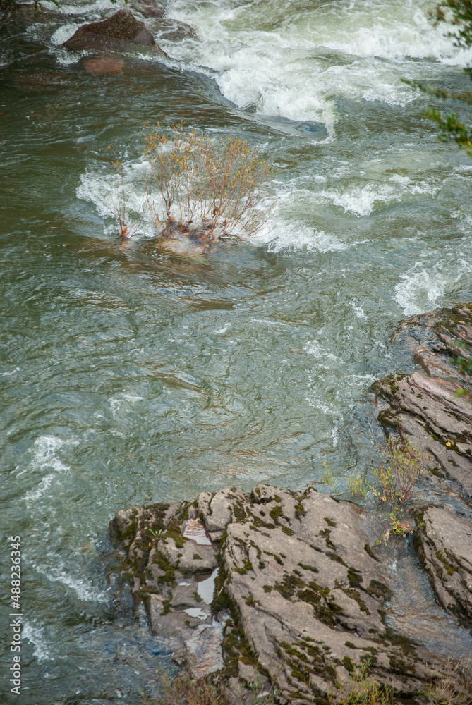 River rapids through the rocks