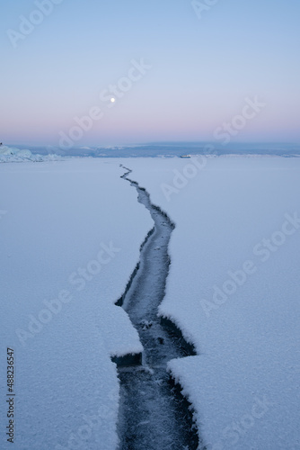 A big crack on the ice of Lake Baikal