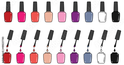 Nail Polish Color Shades Clipart Set - Open and Closed