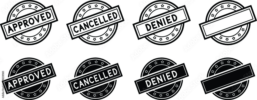Office Request Stamps Clipart Set - Approval, Denied, Cancelled and ...
