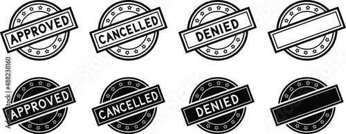 Office Request Stamps Clipart Set - Approval, Denied, Cancelled and Blank Template