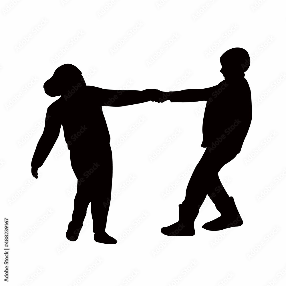 a boy and a girl dancing, body silhouette vector