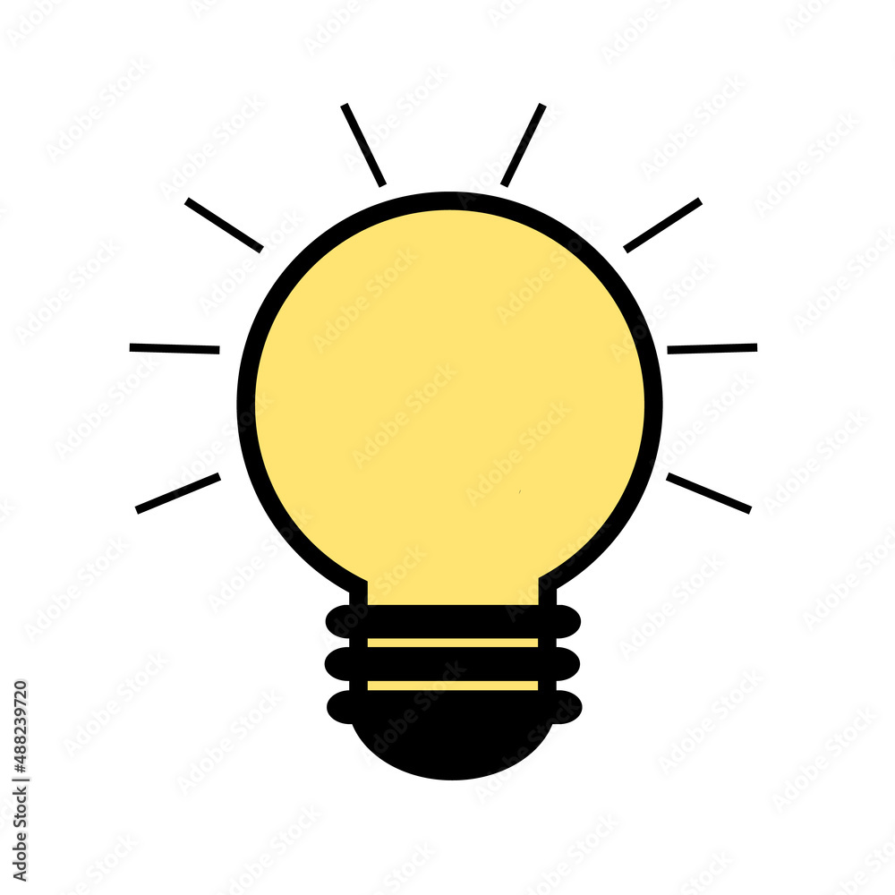 Lightbulb. Isolated icon pictogram. Eps vector illustration. Simple cartoon element on white
