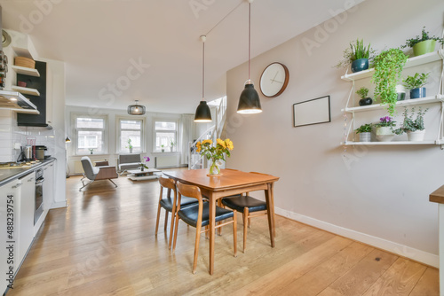 Photography Dining room interior in modern urban appartment