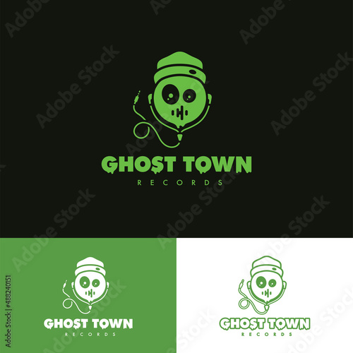 GHOST TOWN logo can be used for businesses like Radio Stations, Record Companies, Band Labels, Trademarks, Tech Firms, Music Publishing Companies.
