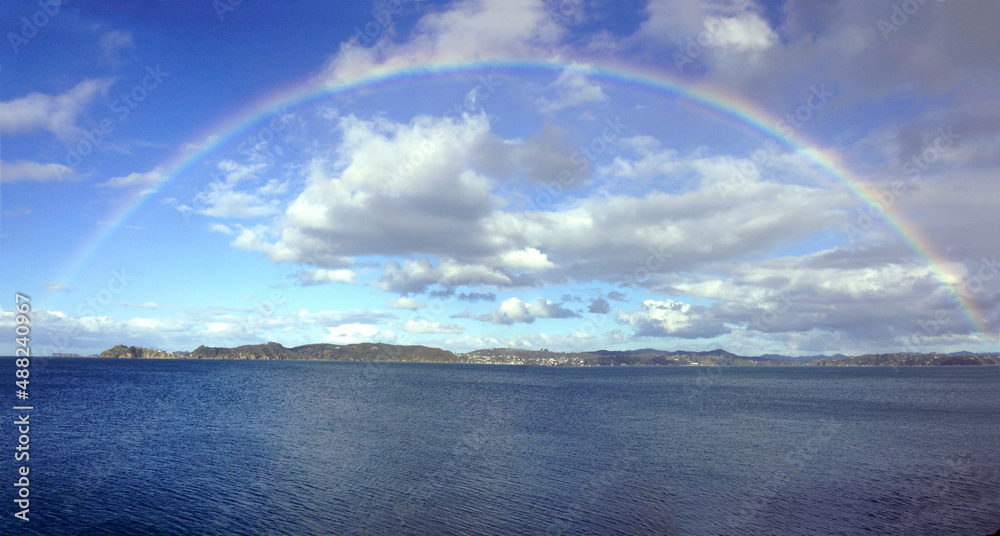 Rainbow Over Russell in the Bay of Islands, New Zealand