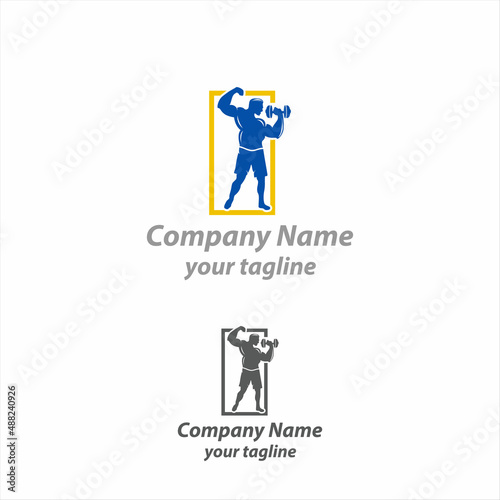 Man of fitness silhouette character vector design template Fitness logo