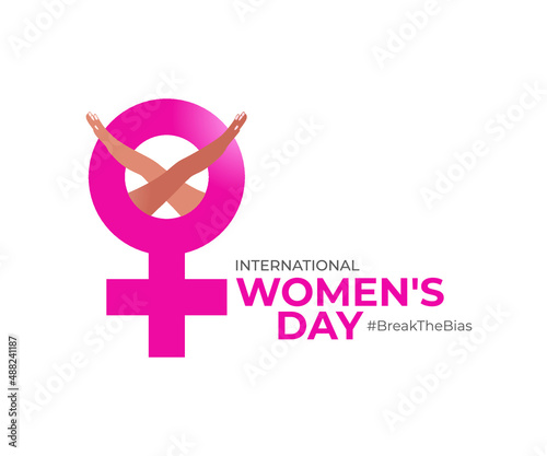 International women's day concept. Woman sign illustration background. 2022 International women's day campaign theme- #BreakTheBias