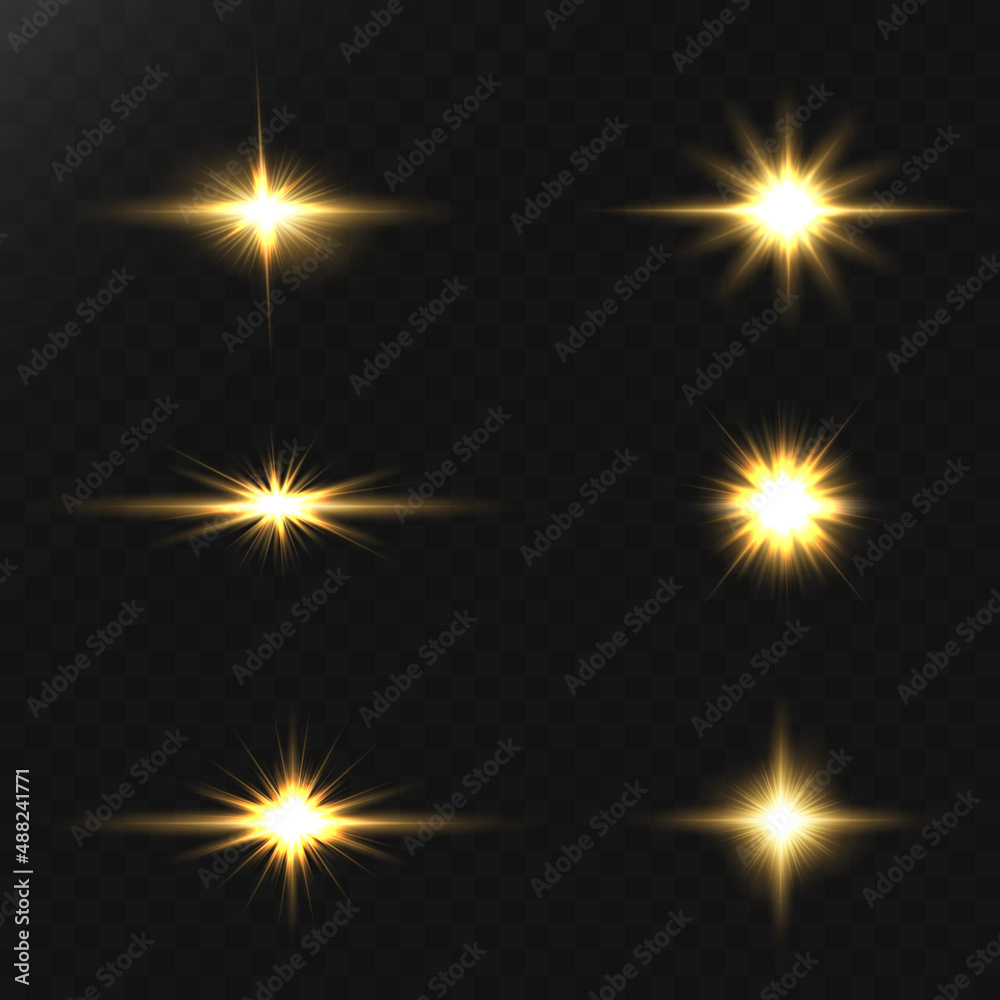 Glow of golden sparks of light on a transparent background. Blurred vector sequins design collection. Explosion flash, sun, flash and bright cloud. Glow of golden sparks of light on a transparent background. Blurred vector sequins design collection. Explosion flash, sun, flash and bright cloud.