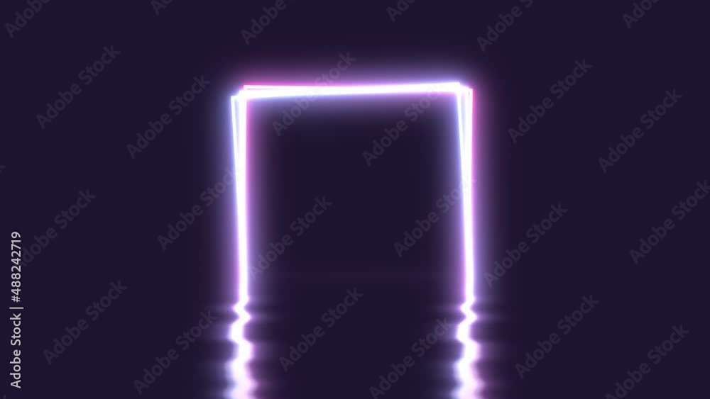 Loop Neon rectangle blue and pink colored bright lines on a purple background- Loop Neon rectangle blue and pink colored bright lines on a purple background-