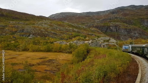 The famous train Flamsbana which runs between Flam and Myrdal, in Norway