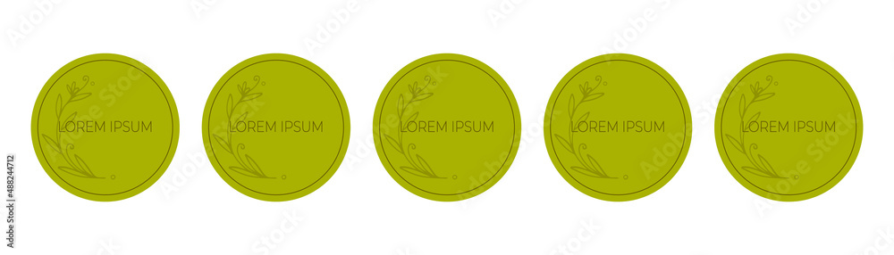 Cardboard round green labels, templates, stickers, tags. Labels with ...