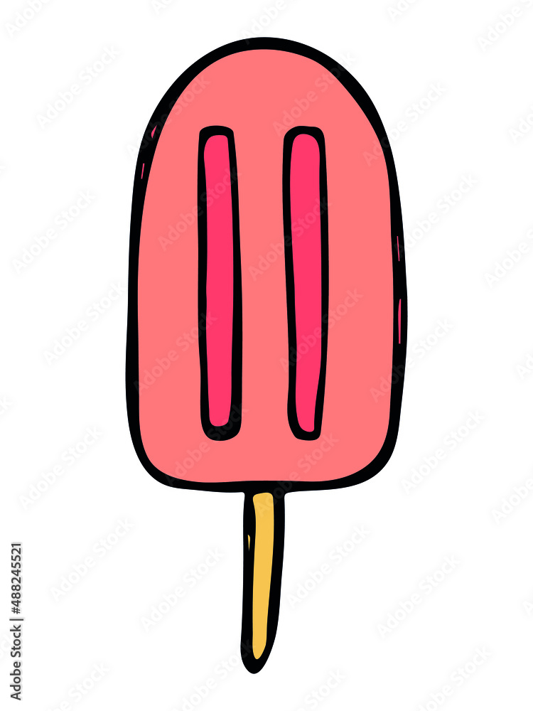 Vector hand drawn ice cream illustration isolated on white backgrounds. Cute colorful dessert clipart. For print, web, design, decor, logo. Vector hand drawn ice cream illustration isolated on white backgrounds. Cute colorful dessert clipart. For print, web, design, decor, logo.