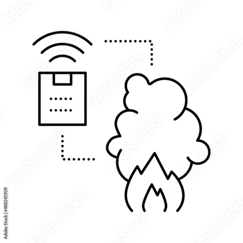 fire alarm system of smart home line icon vector illustration