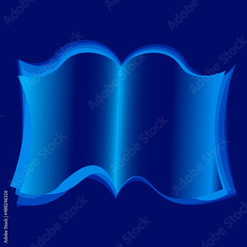 Illustration on a square background - open book, reading, literature. Design element of books, notebooks, postcards, interior items. Wallpapers, textiles, packaging, background for a website, mobile