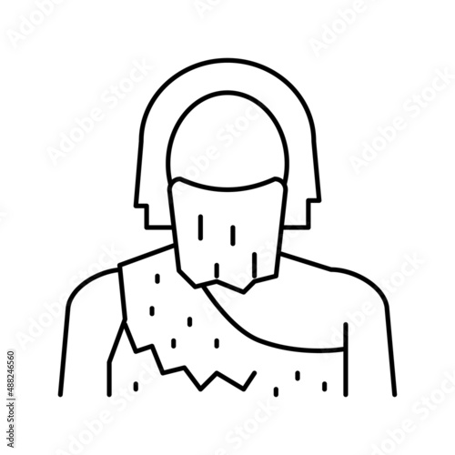 caveman prehistoric human line icon vector illustration