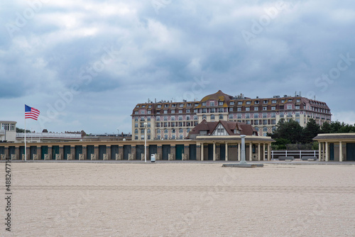Deauville casino building on the beach in Normandy, France