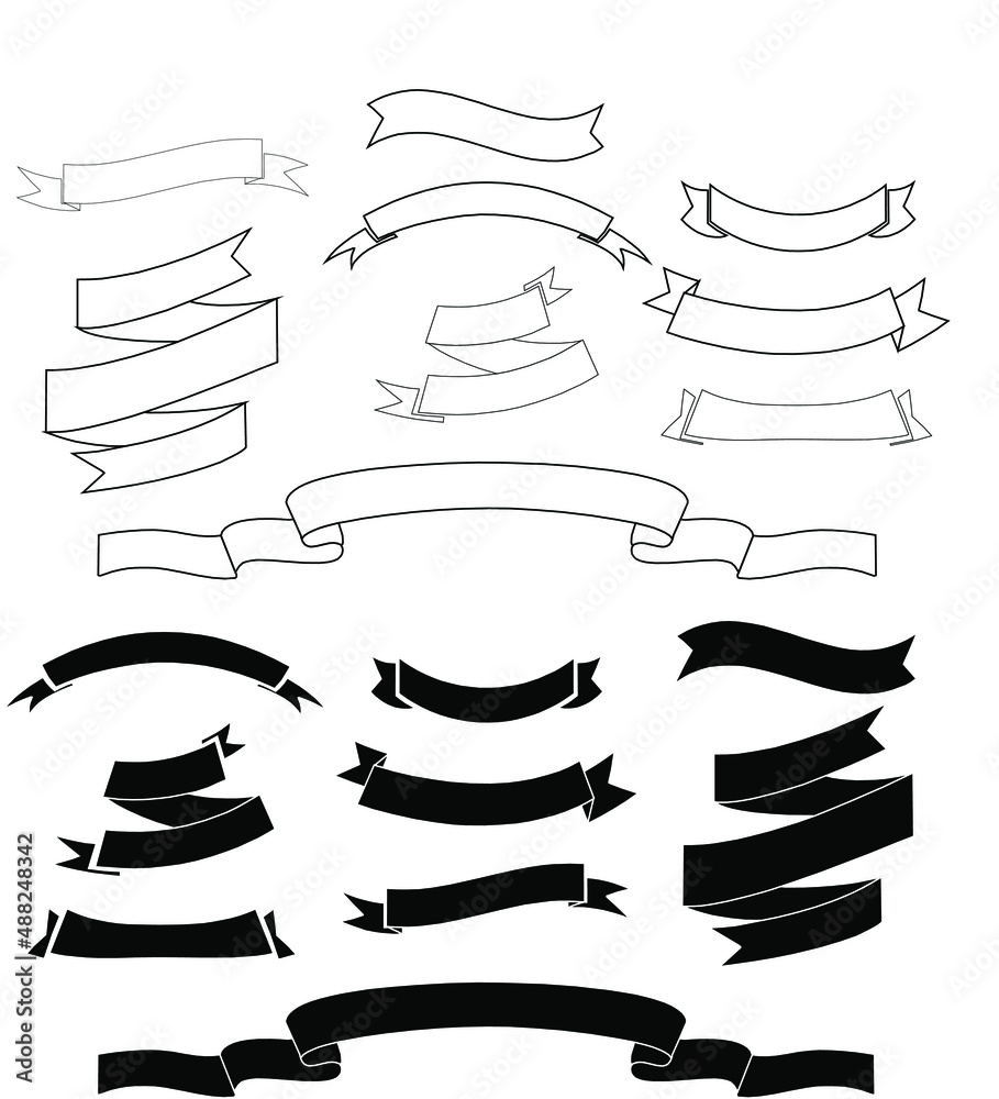 a set of emblems and festive ribbons for decoration a set of emblems and festive ribbons for decoration