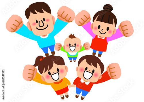家族,親子,子供,家庭,両親,小学生,イラスト,小学校,幼児,ファミリー,人物,全身,人,夫婦,子ども,赤ちゃん,父,母,兄,妹,弟,姉,楽しい,かわいい,明るい,仲良し,集合,春,夏,秋,冬,家,元気,笑顔,バンザイ,幼稚園,保育園,お父さん,お母さん,大家族,育児,団欒,ほのぼの,ママ,幸せ,嬉しい,パパ,孫,おとうさん