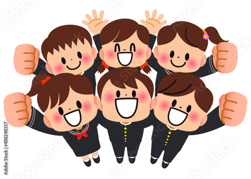 卒業式,入学式,中学生,高校生,友達,学校,卒業,セット,学生,高校,中学校,勉強,新入生,進学,祝い,男の子,女の子,やる気,元気,受験,受験勉強,入学,進路,制服,爽やか,子供,学割,通学,塾,学生服,学ラン,ガッツポーズ,合格,学校用プリント,イラスト,人物,全身,人,楽しい,かわいい,明るい,仲良し,集合,春,夏,秋,冬,笑顔,バンザイ