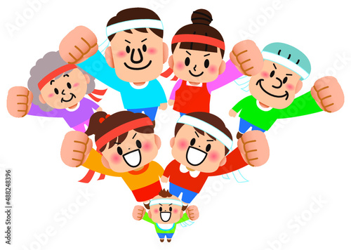 家族,親子,子供,応援,家庭,両親,小学生,運動会,体育祭,イラスト,元気,やる気,頑張る,節約,団結,小学校,幼児,ファミリー,人物,全身,人,夫婦,シニア,高齢者,赤ちゃん,三世代,父,母,祖父母,祖父,祖母,楽しい,かわいい,明るい,仲良し,バンザイ,幼稚園,保育園,お父さん,お母さん,おじいちゃん,おばあちゃん,セット,老人,ママ,嬉しい,おじいさん,パパ,孫,おとうさん