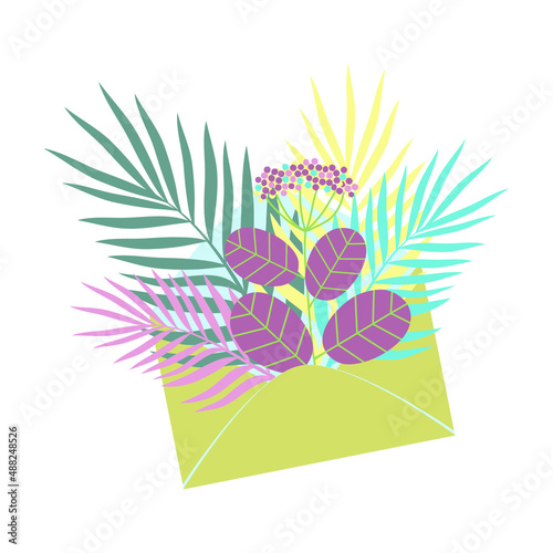 Palm leaves and yarrow in an envelope.