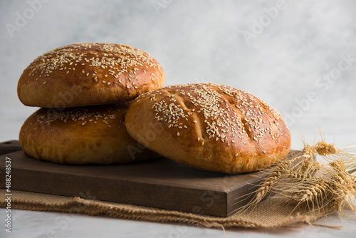 Bread on wood plate