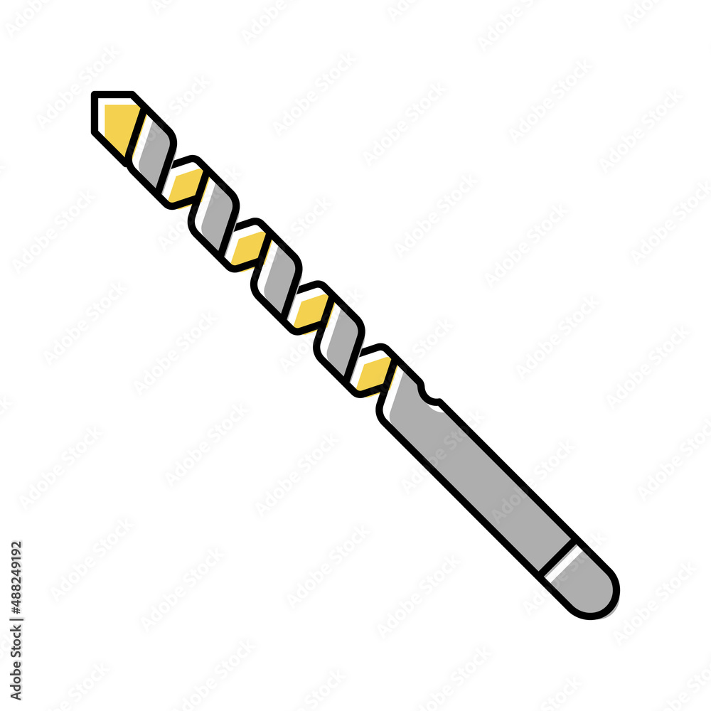 twist bit for drilling hole color icon vector illustration