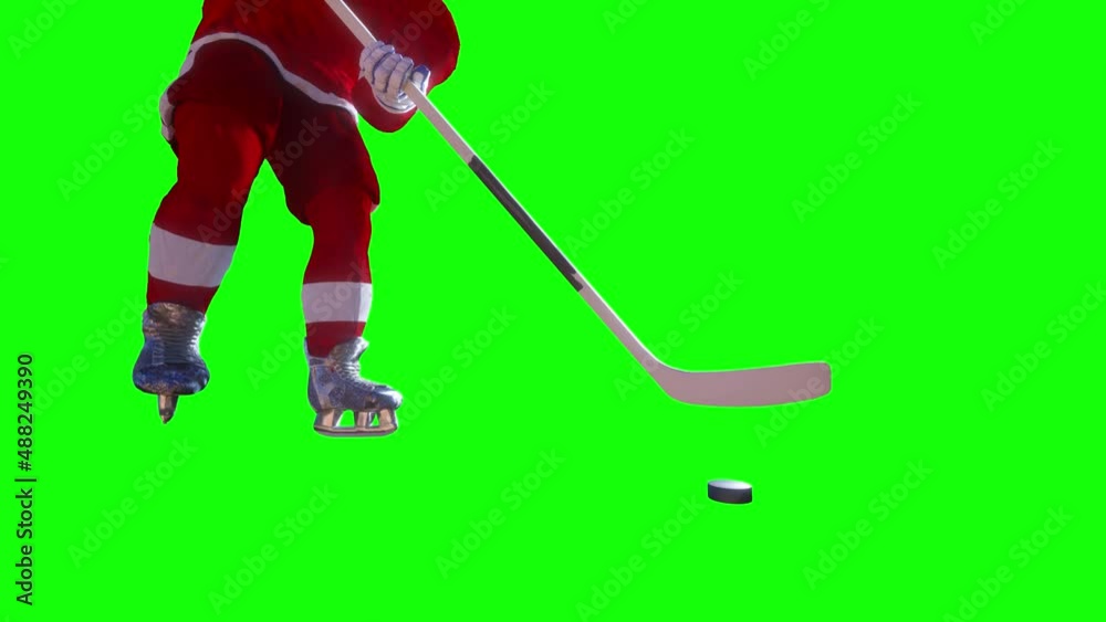 hockey player playing hockey on a green background 3d render hockey player playing hockey on a green background 3d render