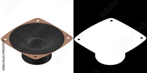 3D rendering illustration of a woofer speaker