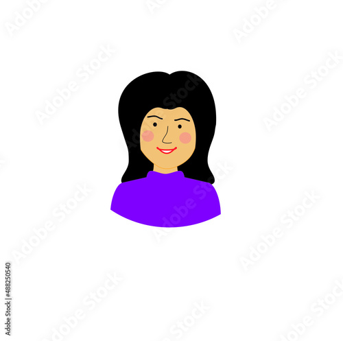 portrait of a young beautiful happy woman isolated on a white background, flat design style