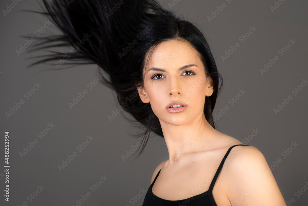 Portrait beautiful young woman with clean fresh skin Portrait beautiful young woman with clean fresh skin