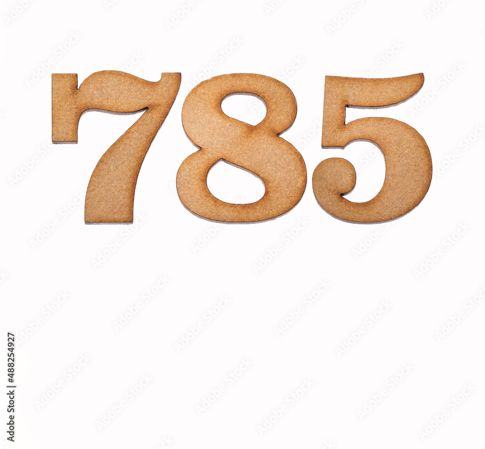 Number 785 - Piece of wood isolated on white background Number 785 - Piece of wood isolated on white background