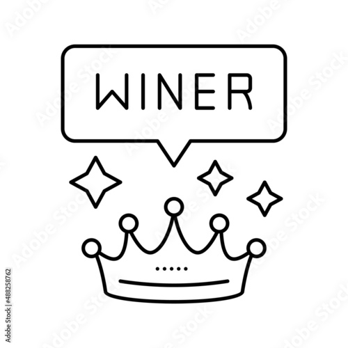 winner crown lotto line icon vector illustration