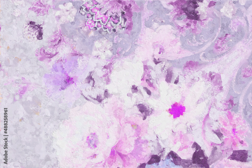 Fototapeta premium Abstract beautiful oil painting flower vintage illustration